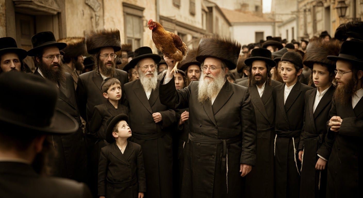 Historic Jewish Town Ritual in Sepia Tone