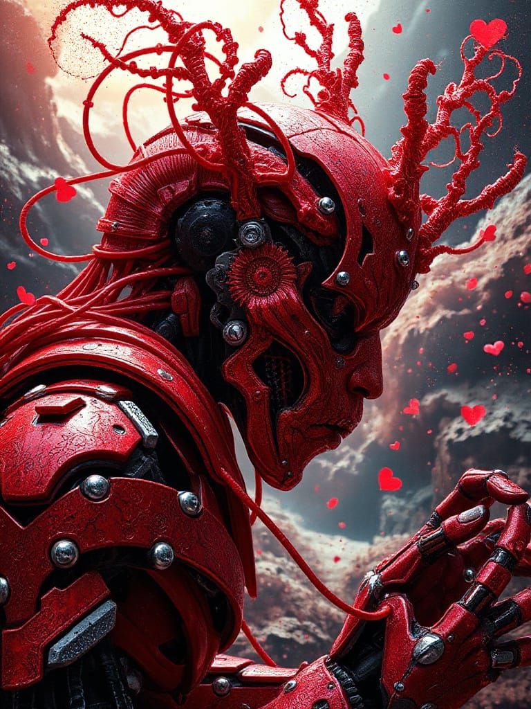 Cyber Robots on Playing Cards in 3D Digital Art Style