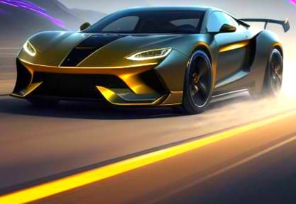 Golden Sports Car in Detailed Matte Painting