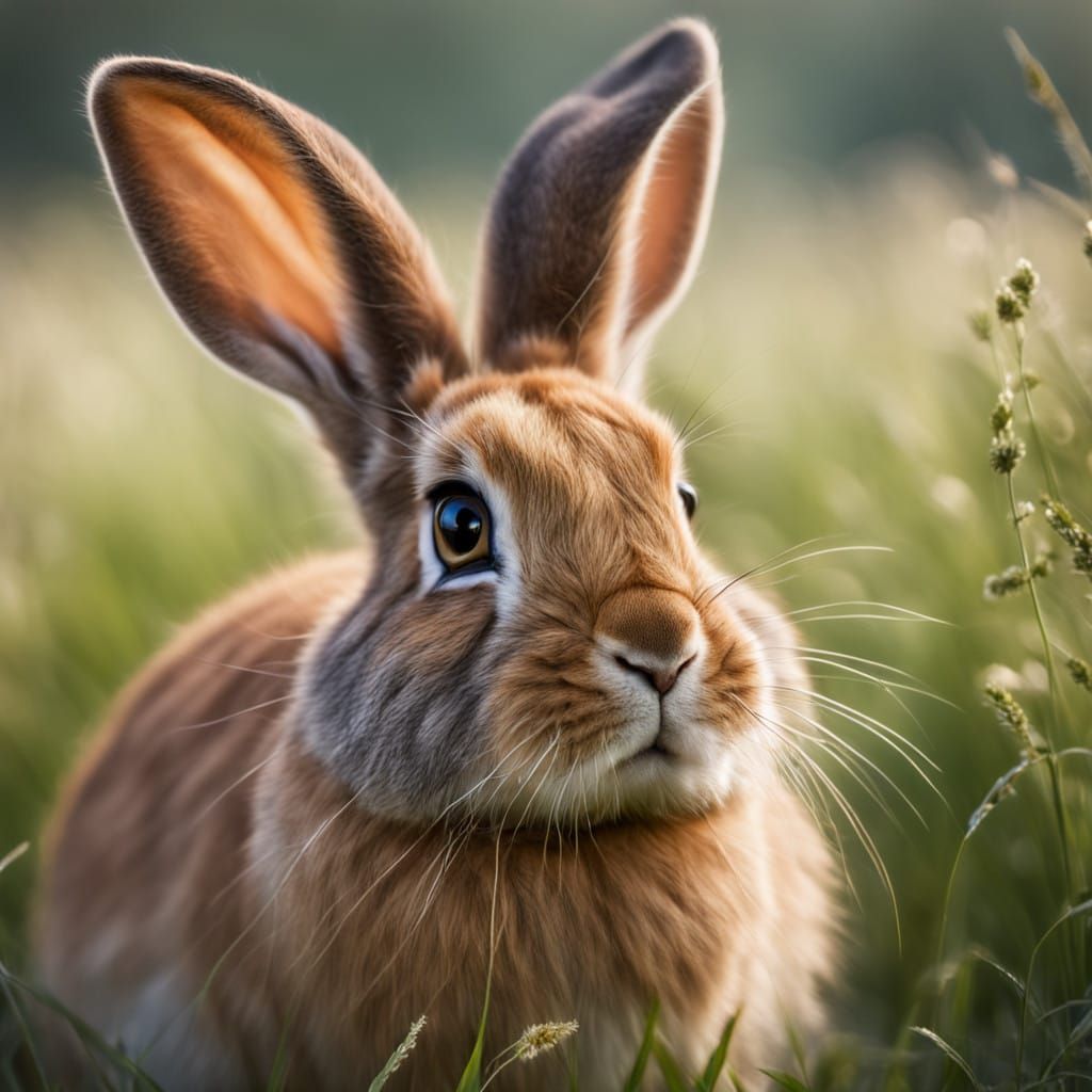 Fluffy Rabbit Hops in Vibrant Meadow