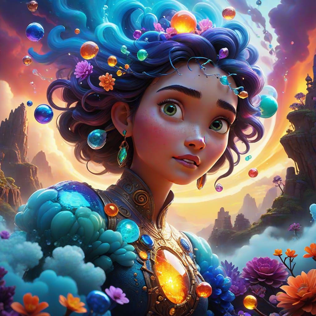 Surreal Elemental Realm with Swirling Elements and Shimmerin...