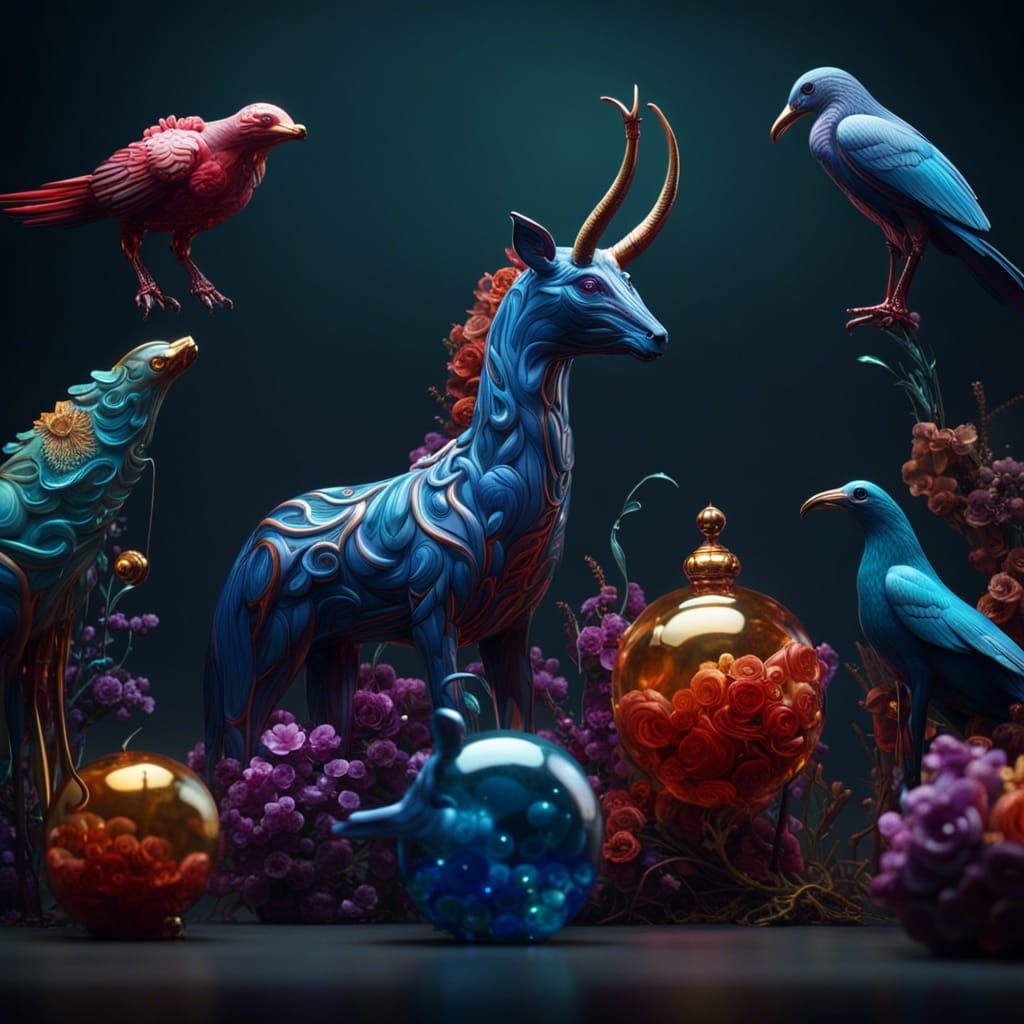 Blown Glass Animals: Fantasy Concept Art