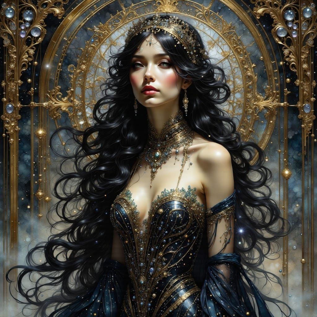 Ethereal Woman in Art Nouveau Style