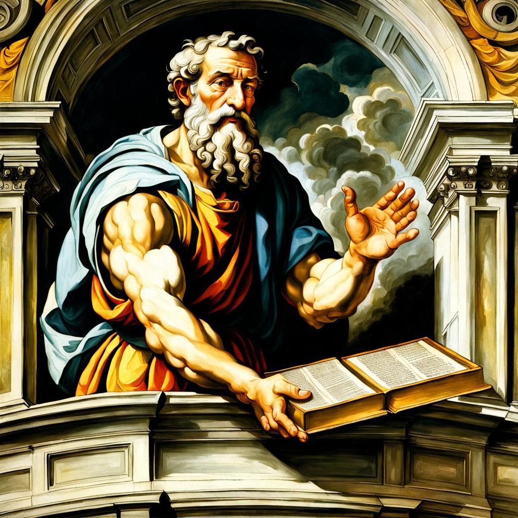 Moses Breaks Tablets in Oil Painting Style