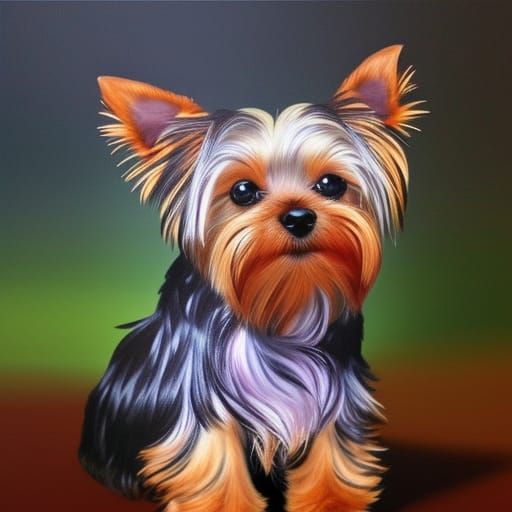 Hyperrealistic Yorkshire Terrier Portrait in Splash Art Styl...