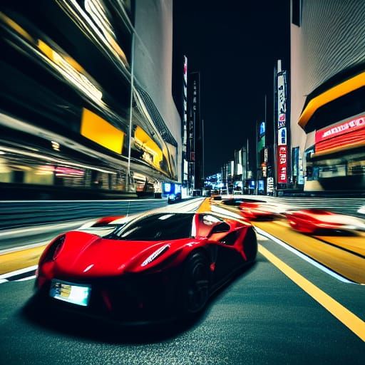 Hypercar Races Through Tokyo Night: Photography