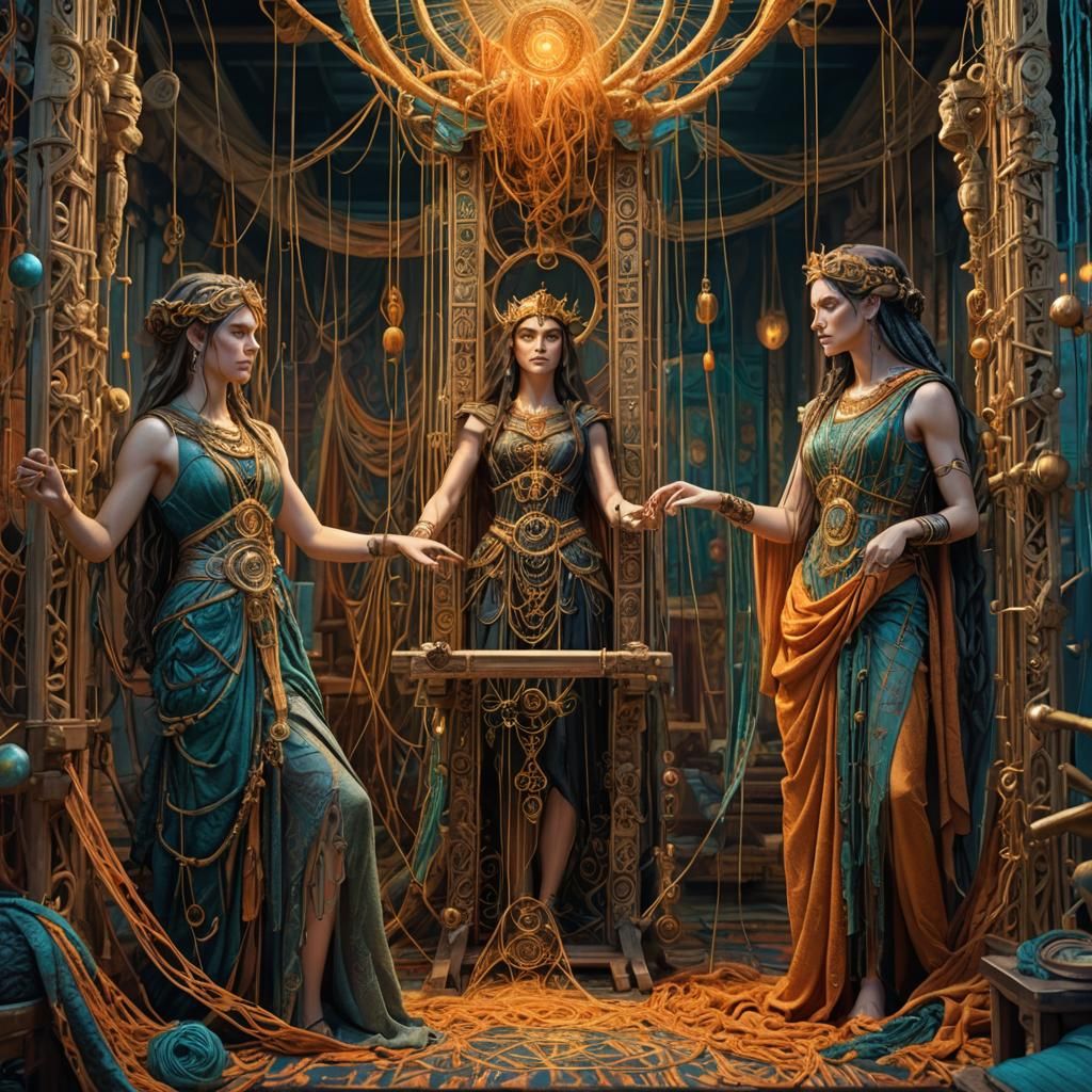 Athena and Arachne's Weaving Contest: Fantasy Art