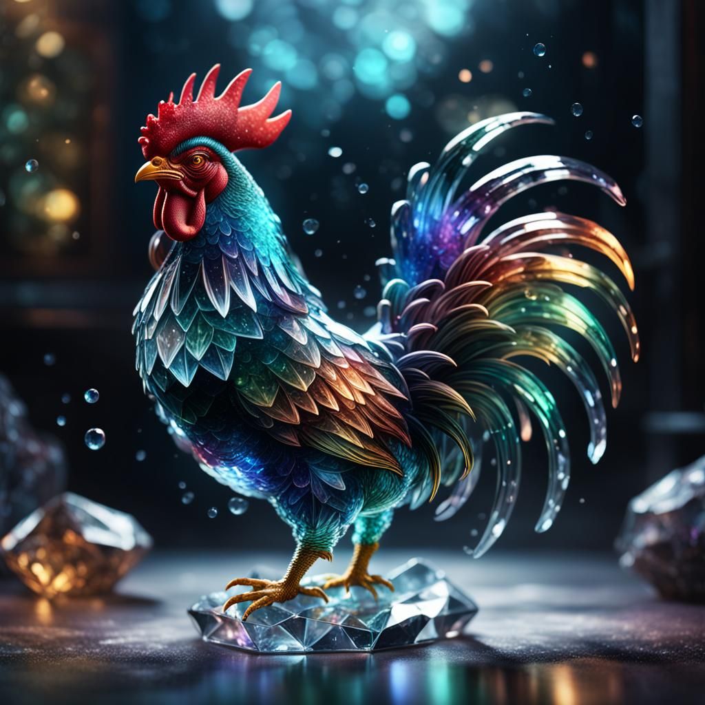 Magical Crystal Rooster Galaxy: Fantasy Concept Art
