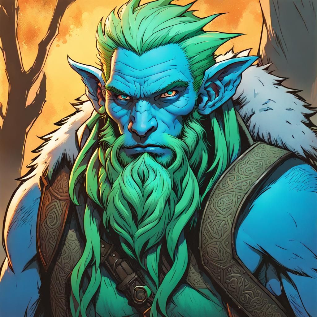 Firbolg Wildfire Druid with Monkey, Graphic Novel Art