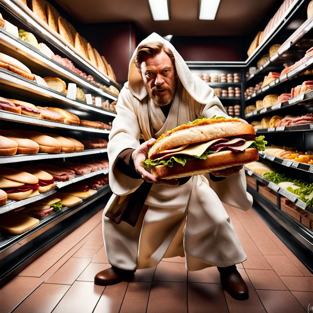 Obi-Wan Kenobi's Bologna Battle: Hyper-Realistic Portrait