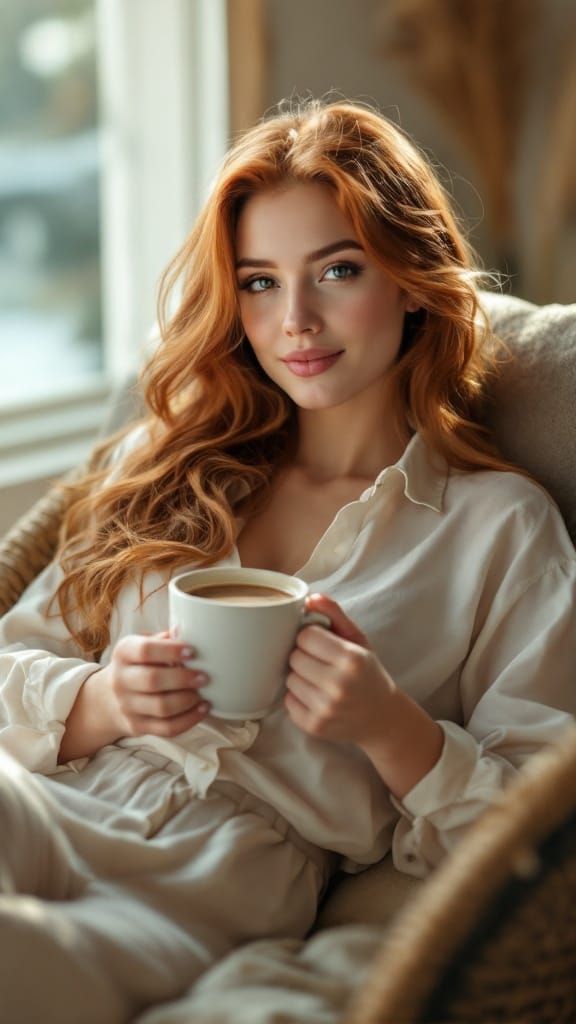 Elegant Woman in Relaxed Morning Atmosphere