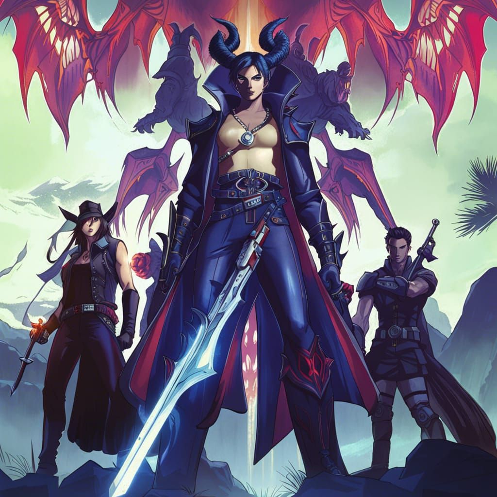 Hyperrealistic Demon Hunter in Dark Fantasy Style