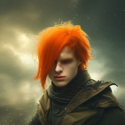 Orange-Haired Man with Green Eyes: Digital Portrait