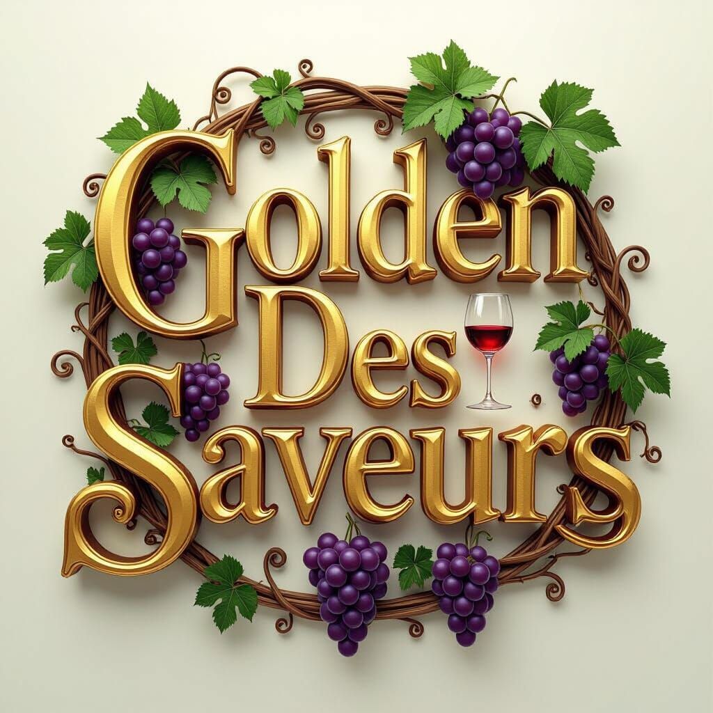 Golden Vines: 3D Logo for Wine Transformation