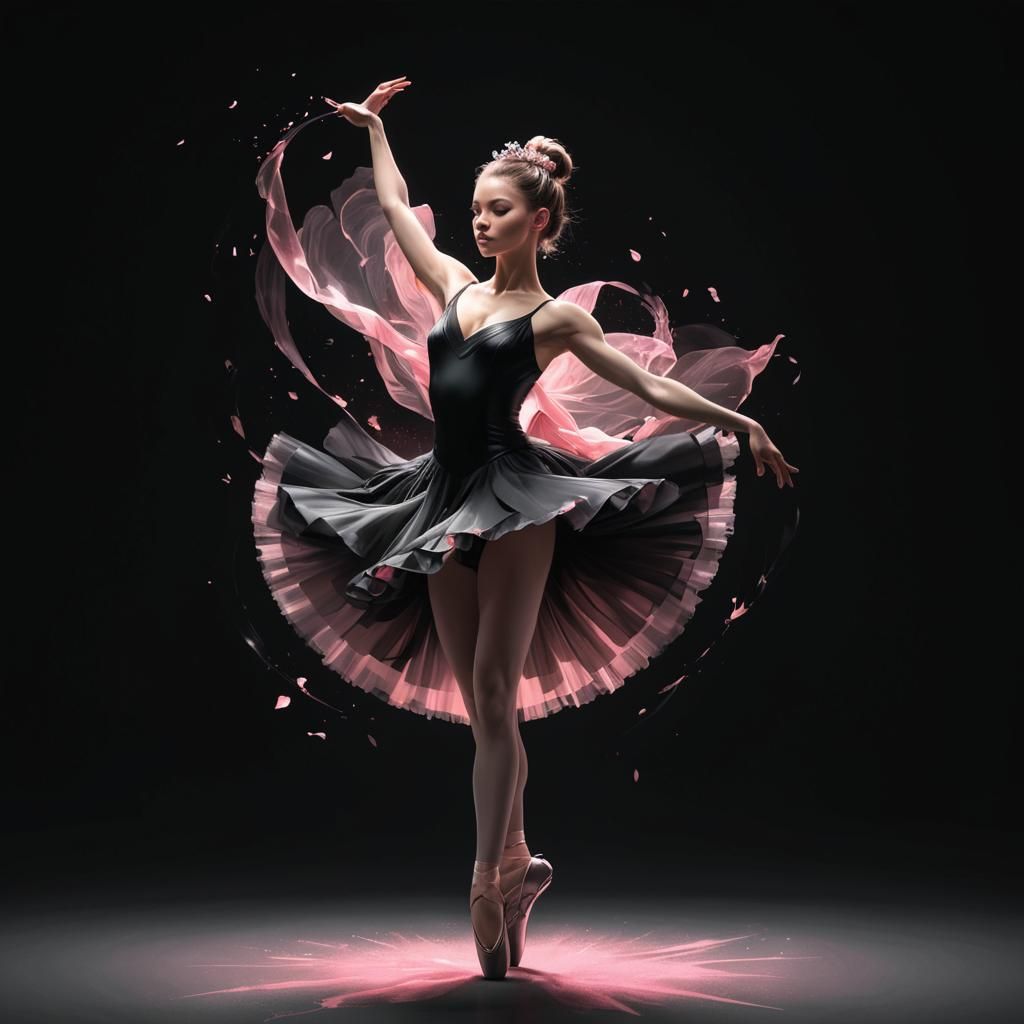 Ballerina Portrait with Dynamic Lighting in Black and White