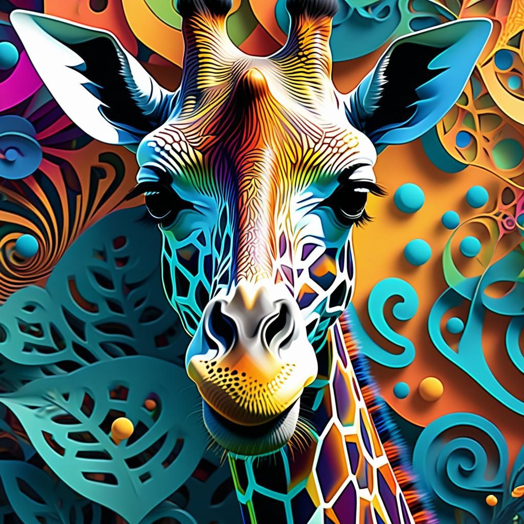 Abstract Fractal Giraffe: Psychedelic Algorithmic Art