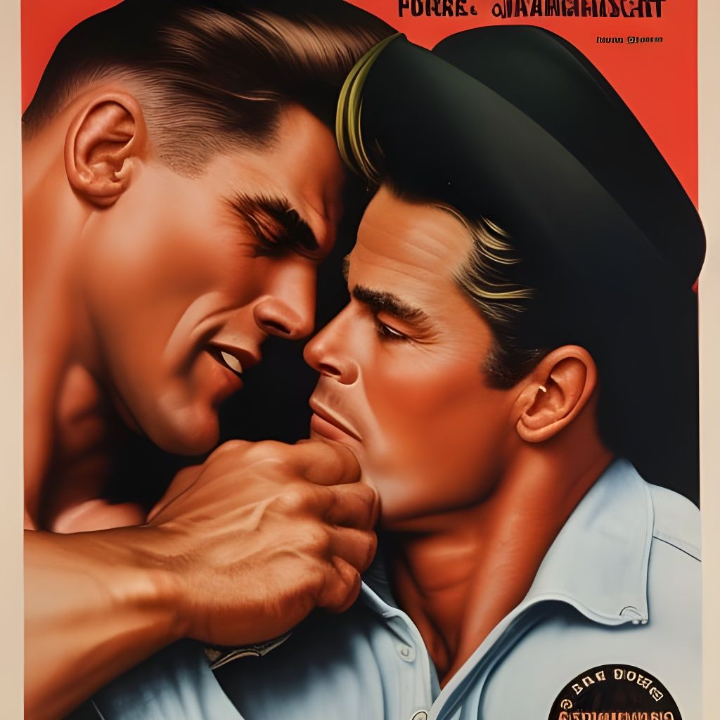 Strikingly Gorgeous Bodybuilders' Beach Kiss, Hyperrealistic...