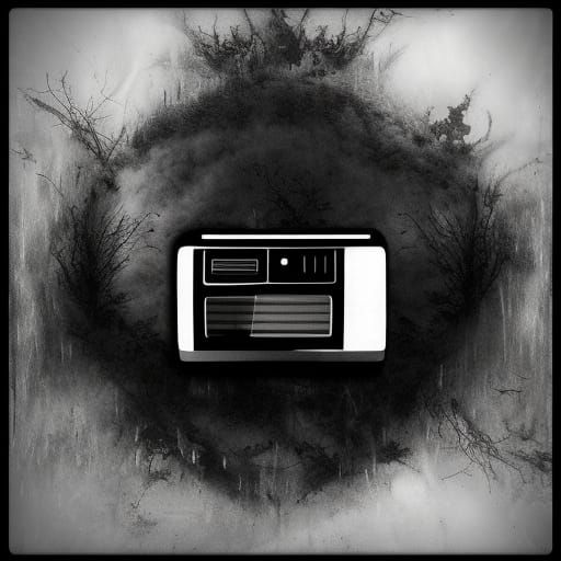 Creepy VHS Horror Scene in Black and White