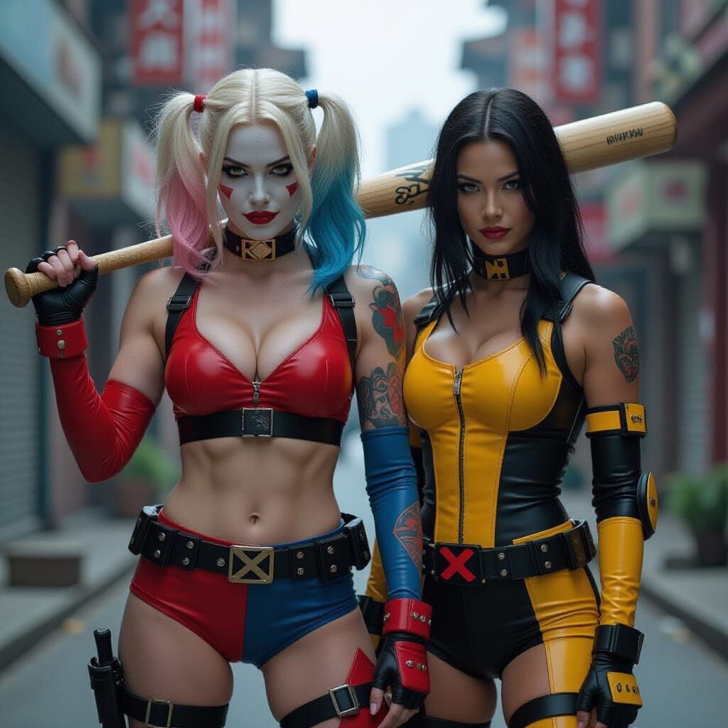 Harley Quinn and Jubilee in Cinematic Style
