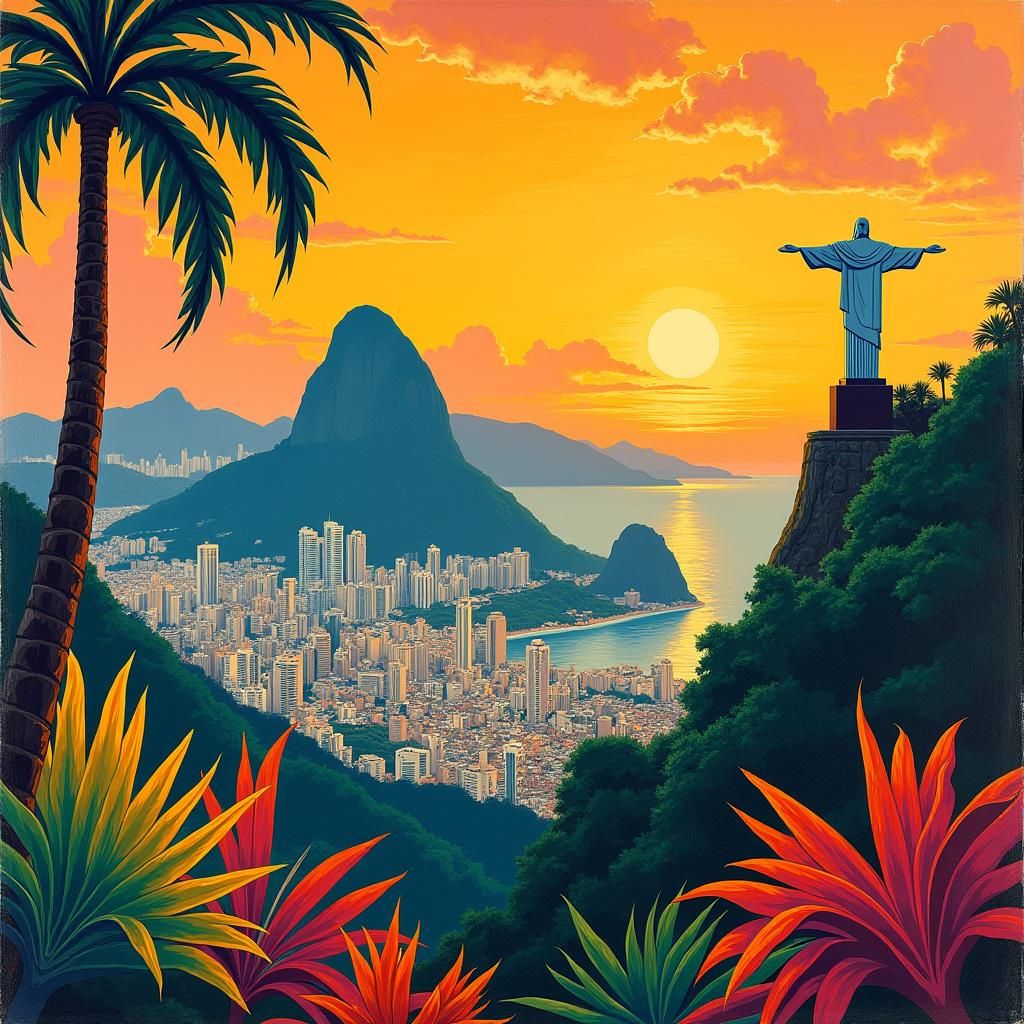 Rio de Janeiro Vintage Travel Poster Art