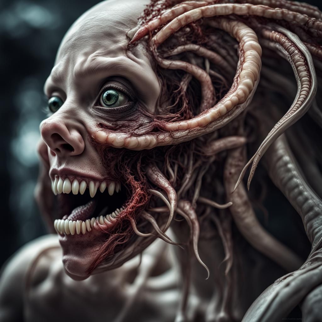 Creepy Woman Infected by Alien Parasite