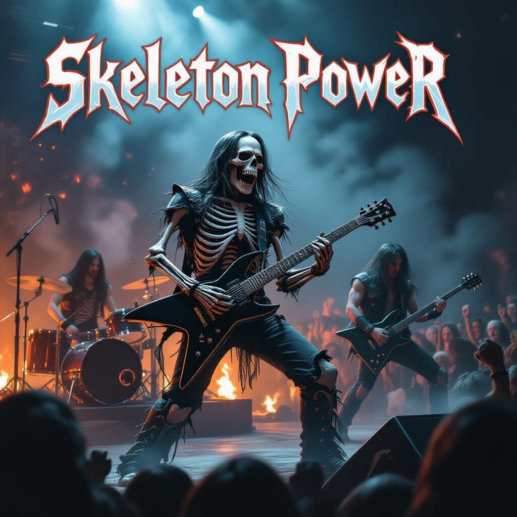 Skeleton Power Band Poster on Misty Stage