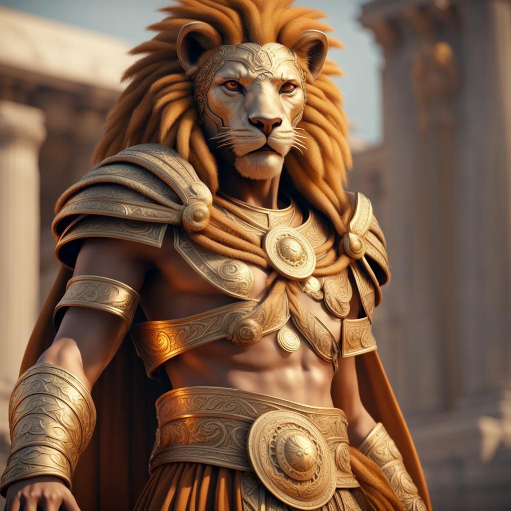 Regal Leonin Warrior with Gold Accents
