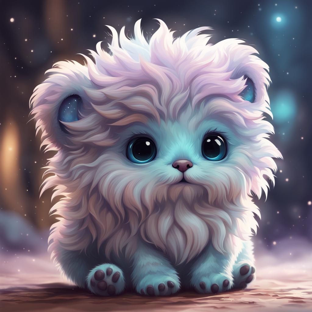 Fluffy Cute Creature in Surreal Dreamscape