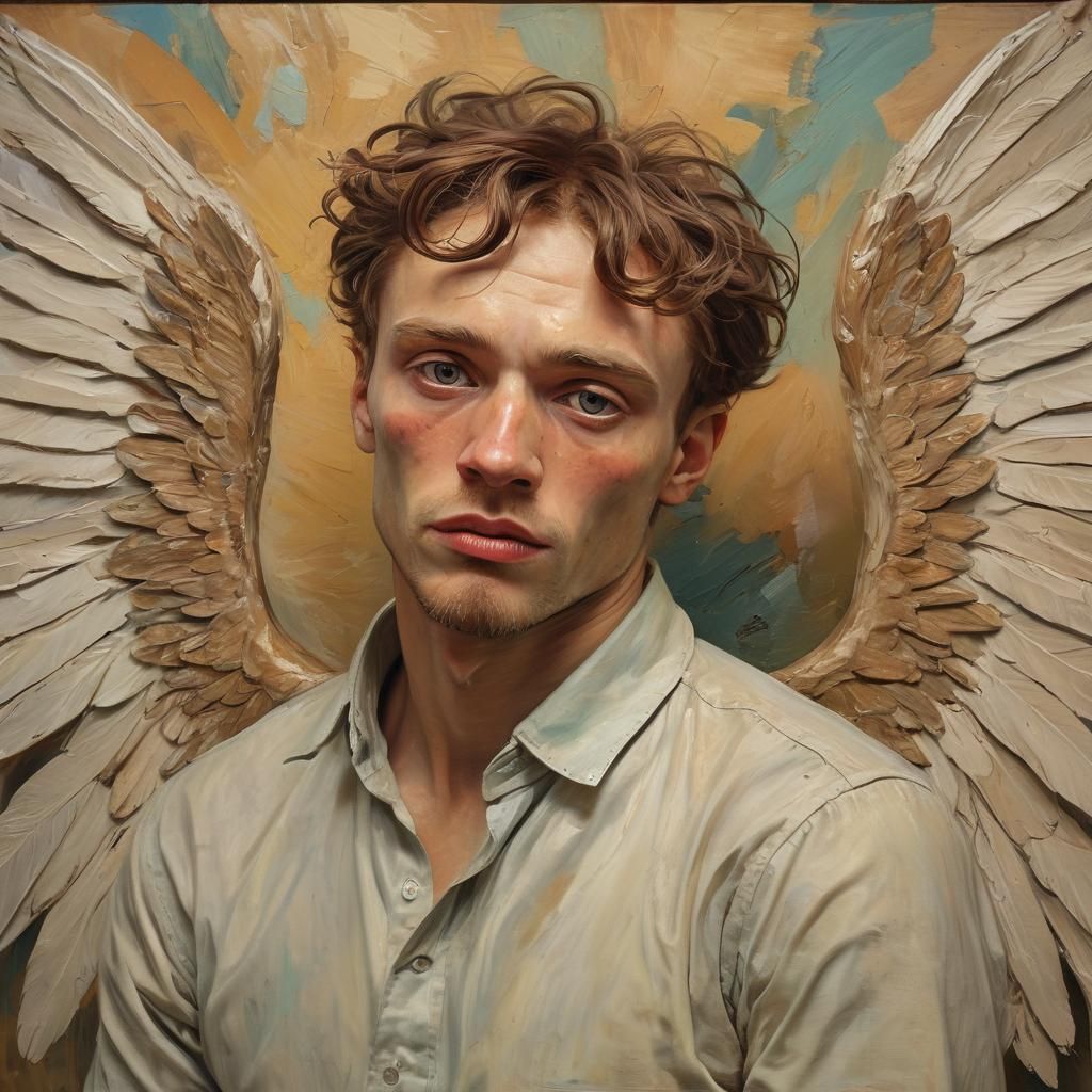 Fallen Angel Portrait in Neo-Expressionist Style