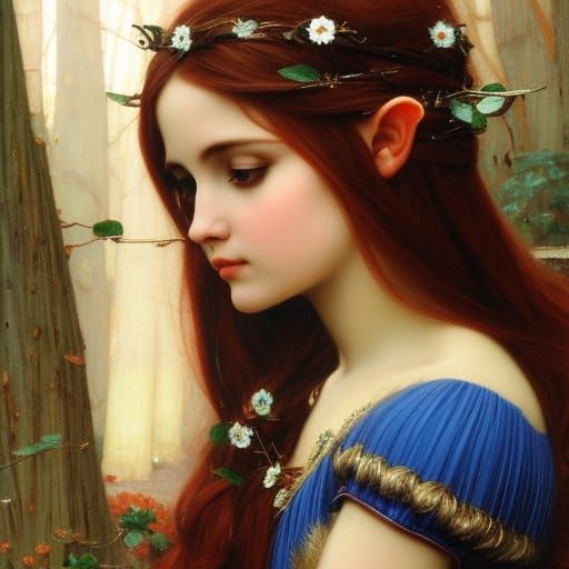Enchanting Elf Princess in Psychedelic Oil Painting