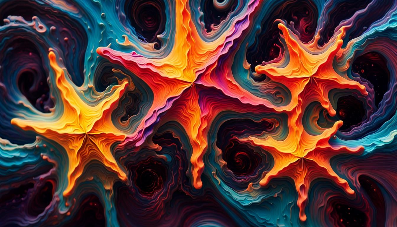 Swirling Stars in Vivid Impasto Oil Paint Style