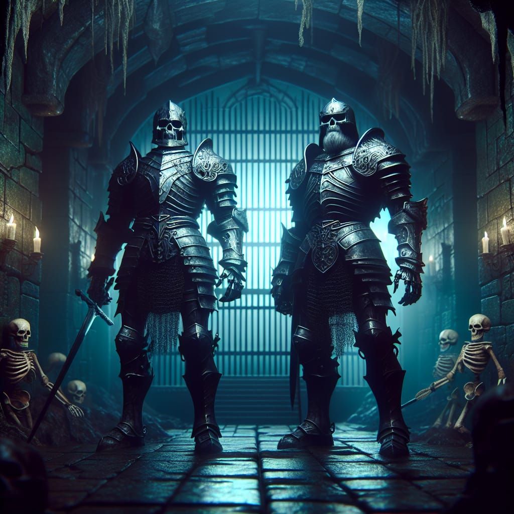 Fearsome Skeletal Guardians in a Mysterious Dungeon Vault