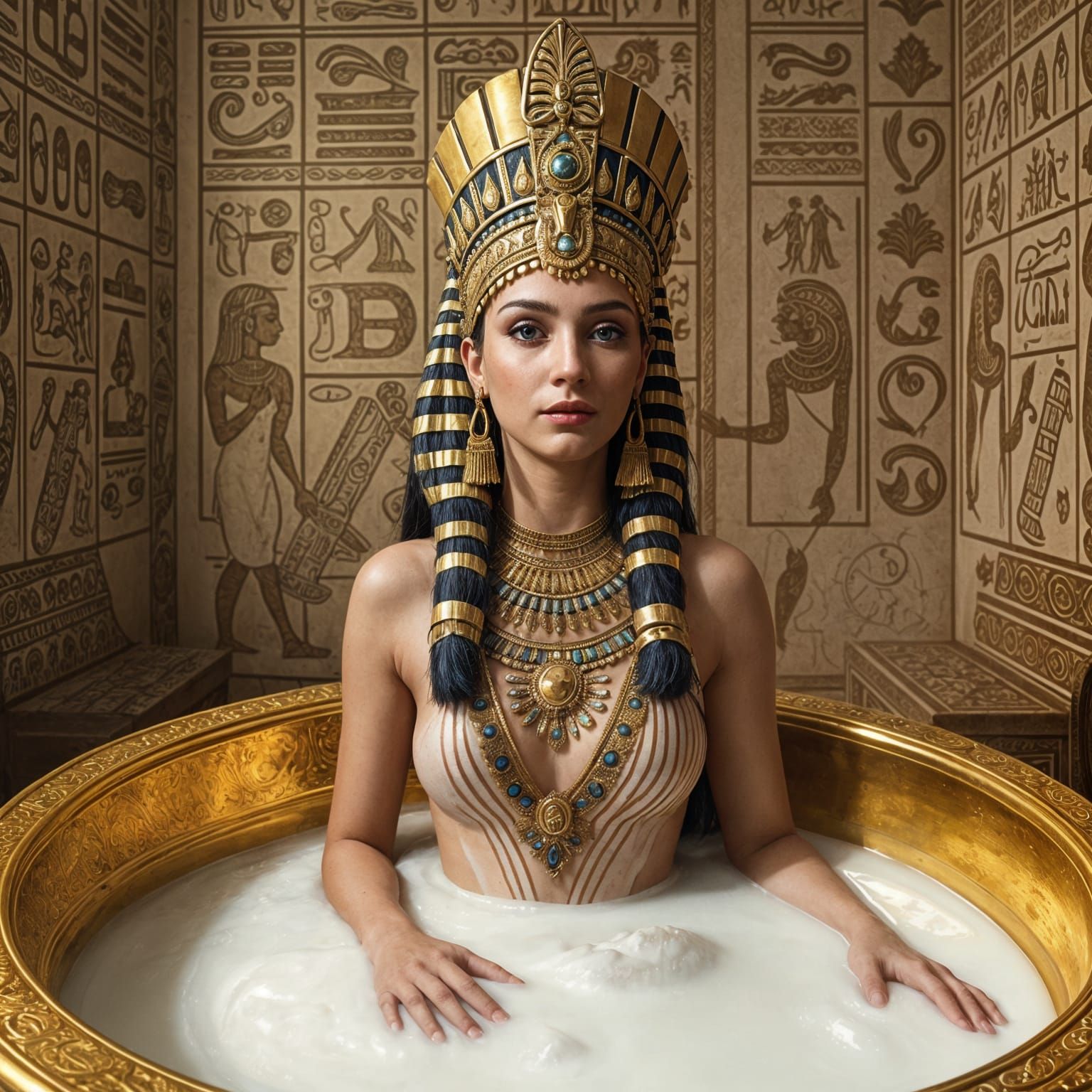 Hyperrealistic Cleopatra Takes a Milk Bath