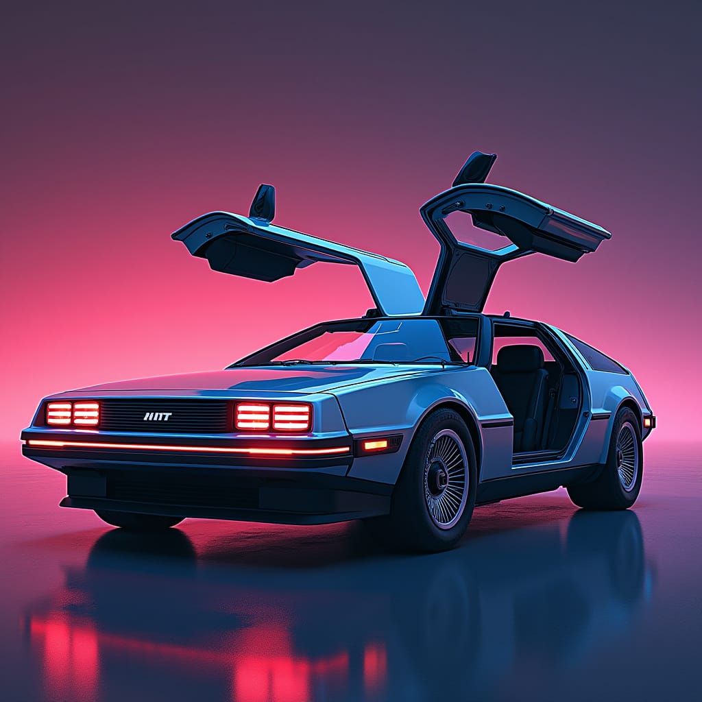 Futuristic Car: KITT and DeLorean Fusion in Retro-Futuristic...
