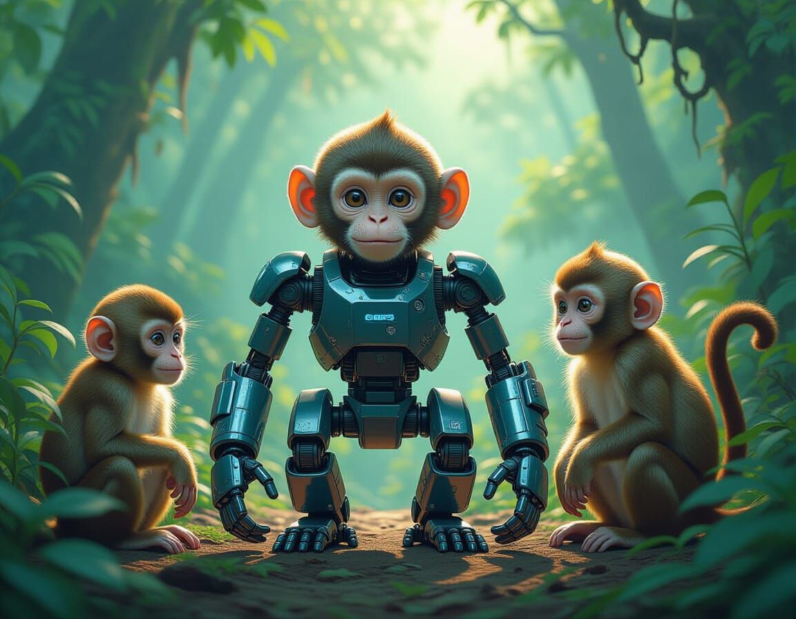 Robotic Monkey Meets Curious Primates in Miyazaki Forest