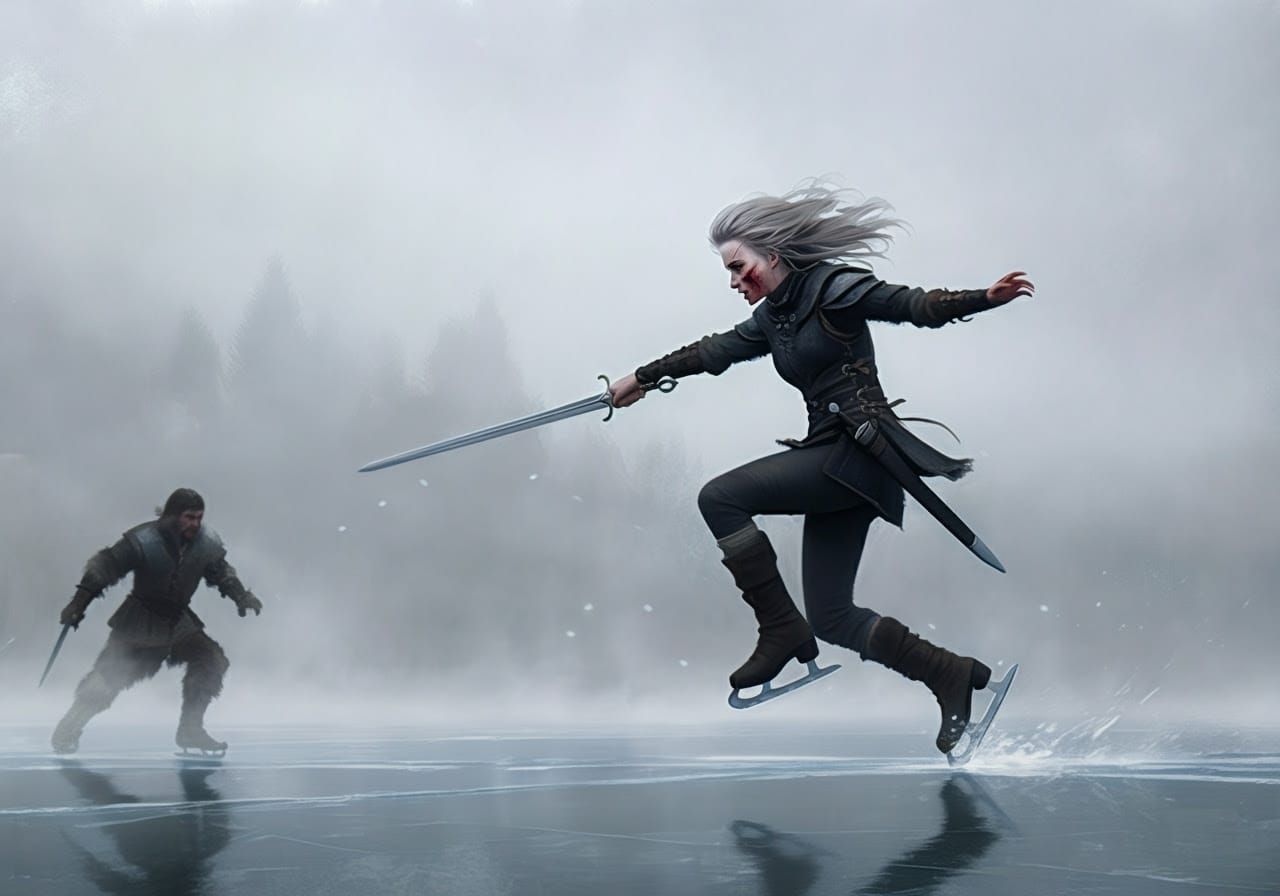 Elegant Ice Skater in Impressionist Watercolor Style