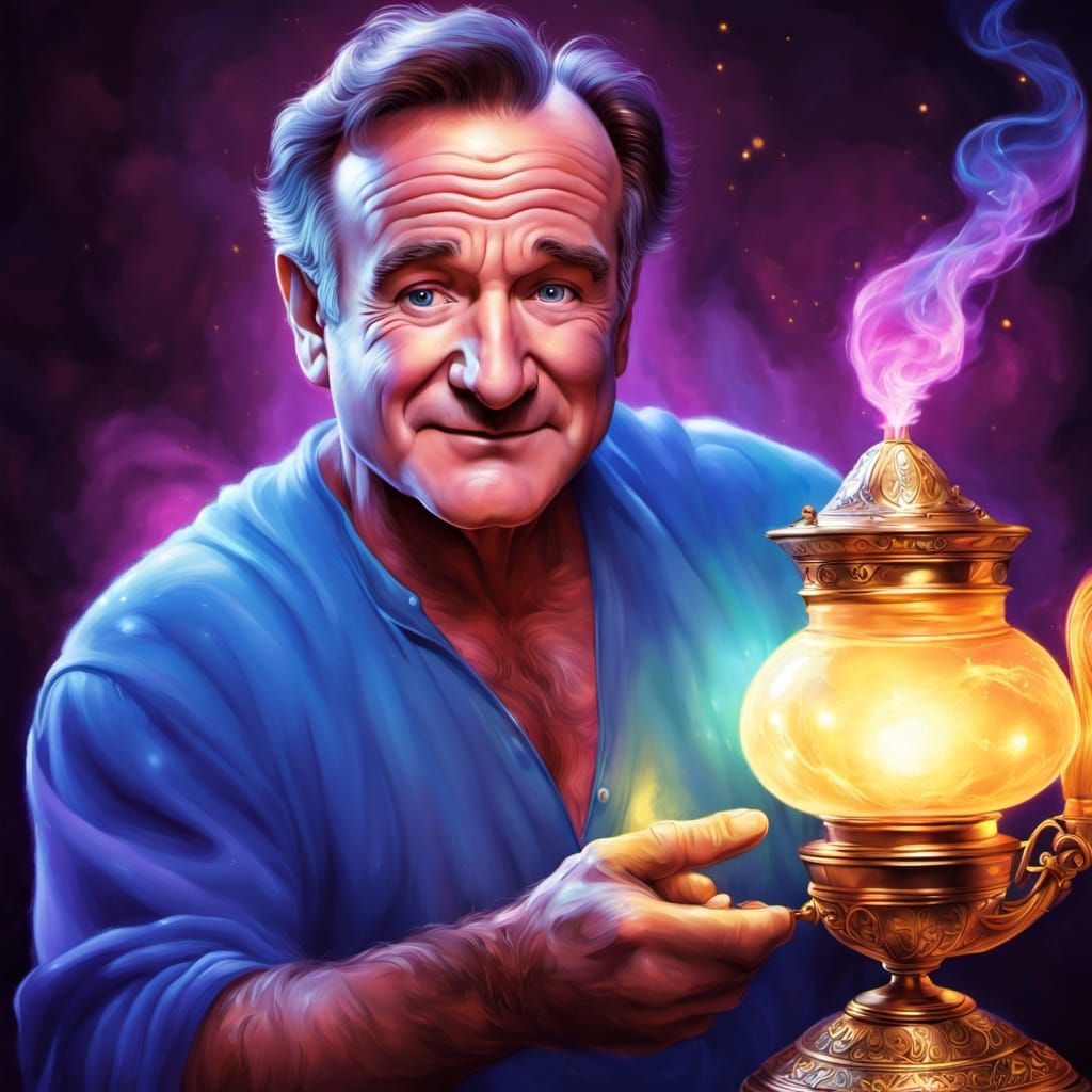 Robin Williams as Genie: Airbrush Painting