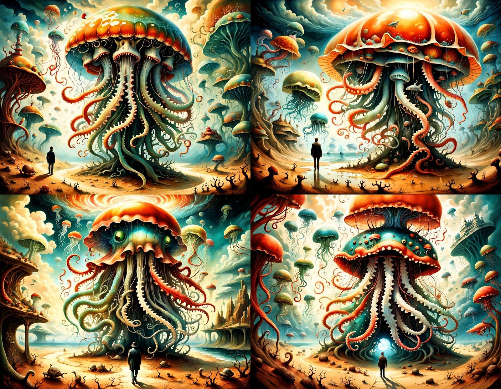 Surreal Jellyfish-Shark Dreamscape: A Creative Masterpiece