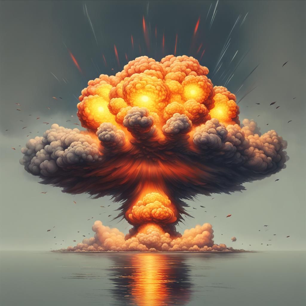Hyperrealistic Nuclear Explosion in Splash Art Style