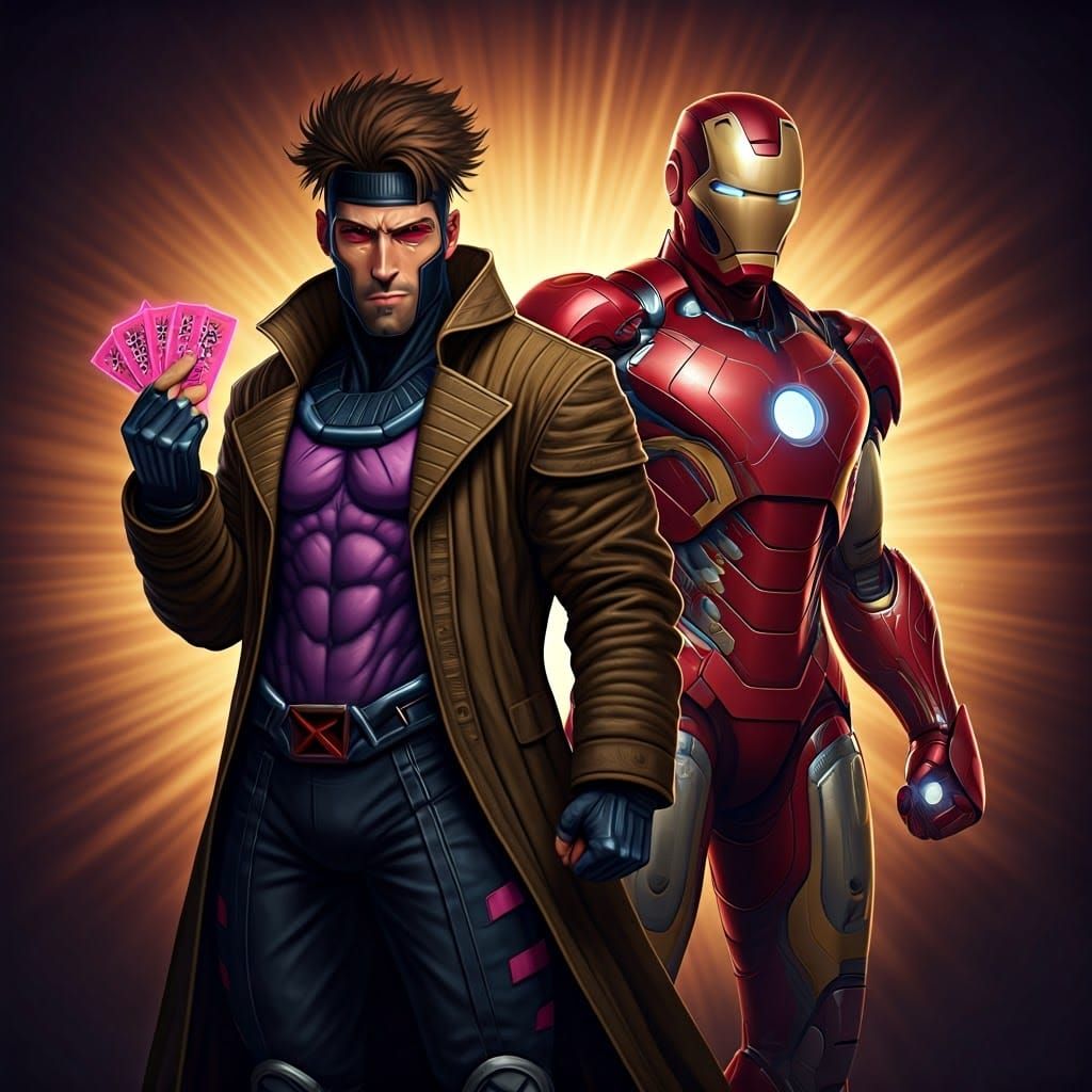 Gambit and Iron Man: 3D Digital Art