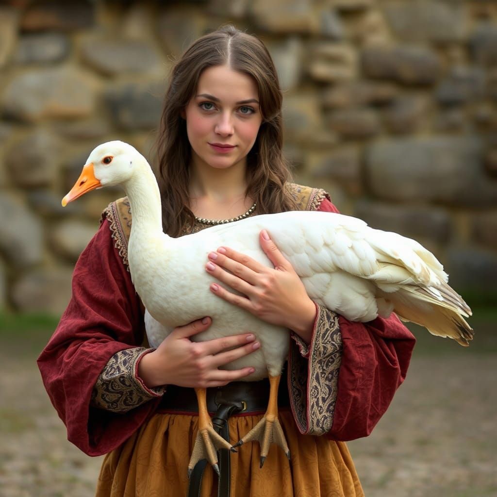 Medieval Woman with Goose