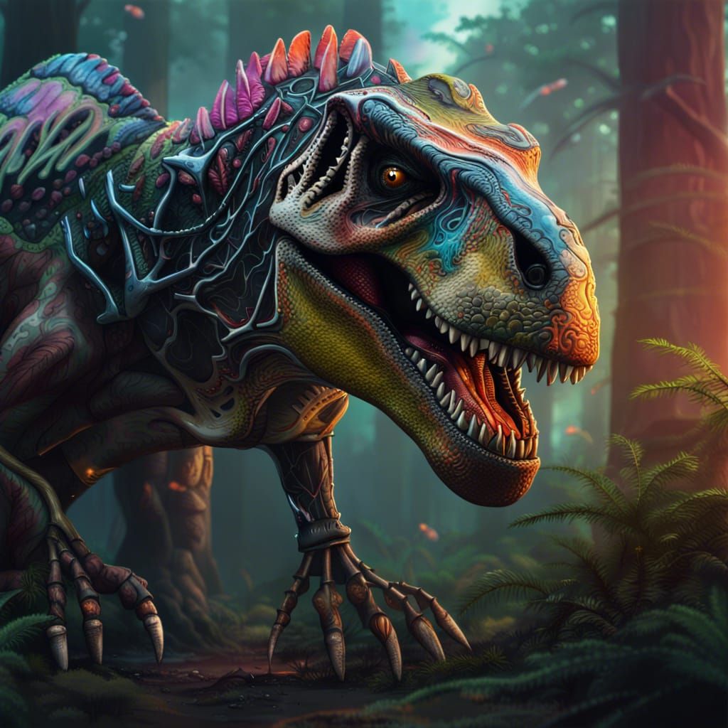 Cyborg T-Rex in Nuked Forest Splash Art