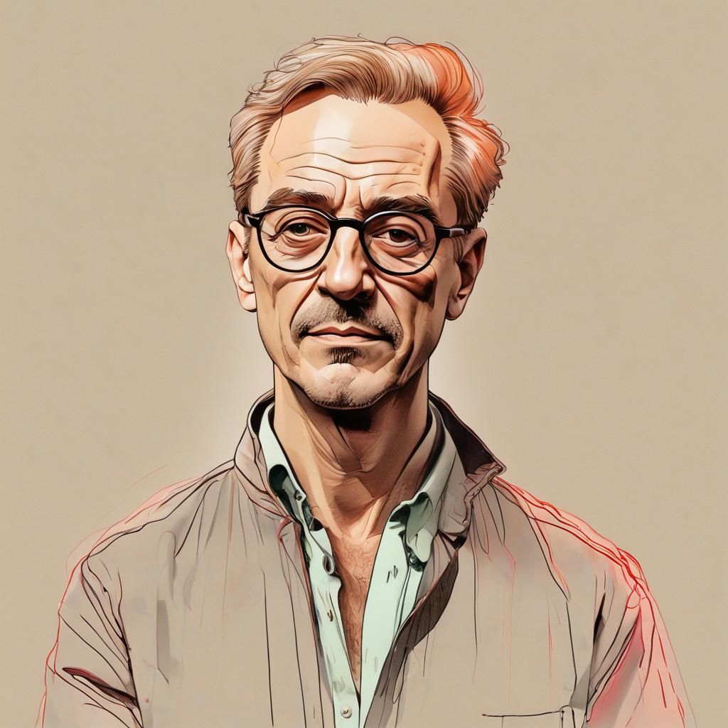 Minimalist Portrait in Expressive Ink Wash Style