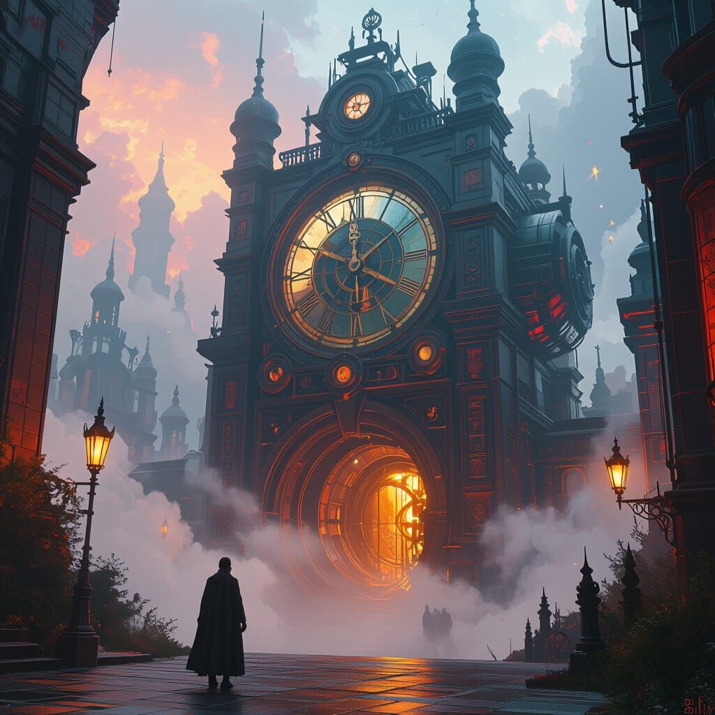 Mystical Time Portal with Clockwork Machinery