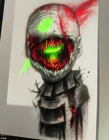 Gritty Pixel Art Zombie in Ruined Cityscape