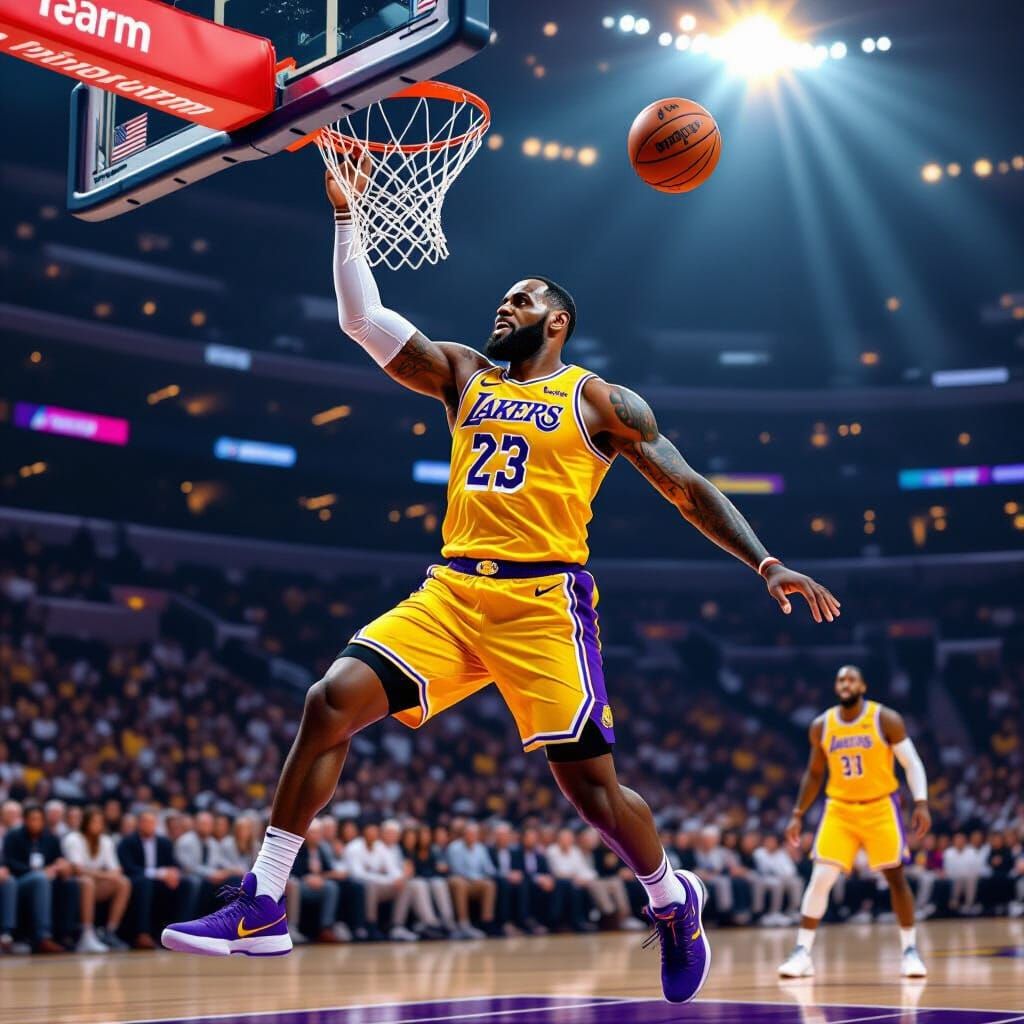 LeBron James Dunking in Hyperrealistic Digital Painting