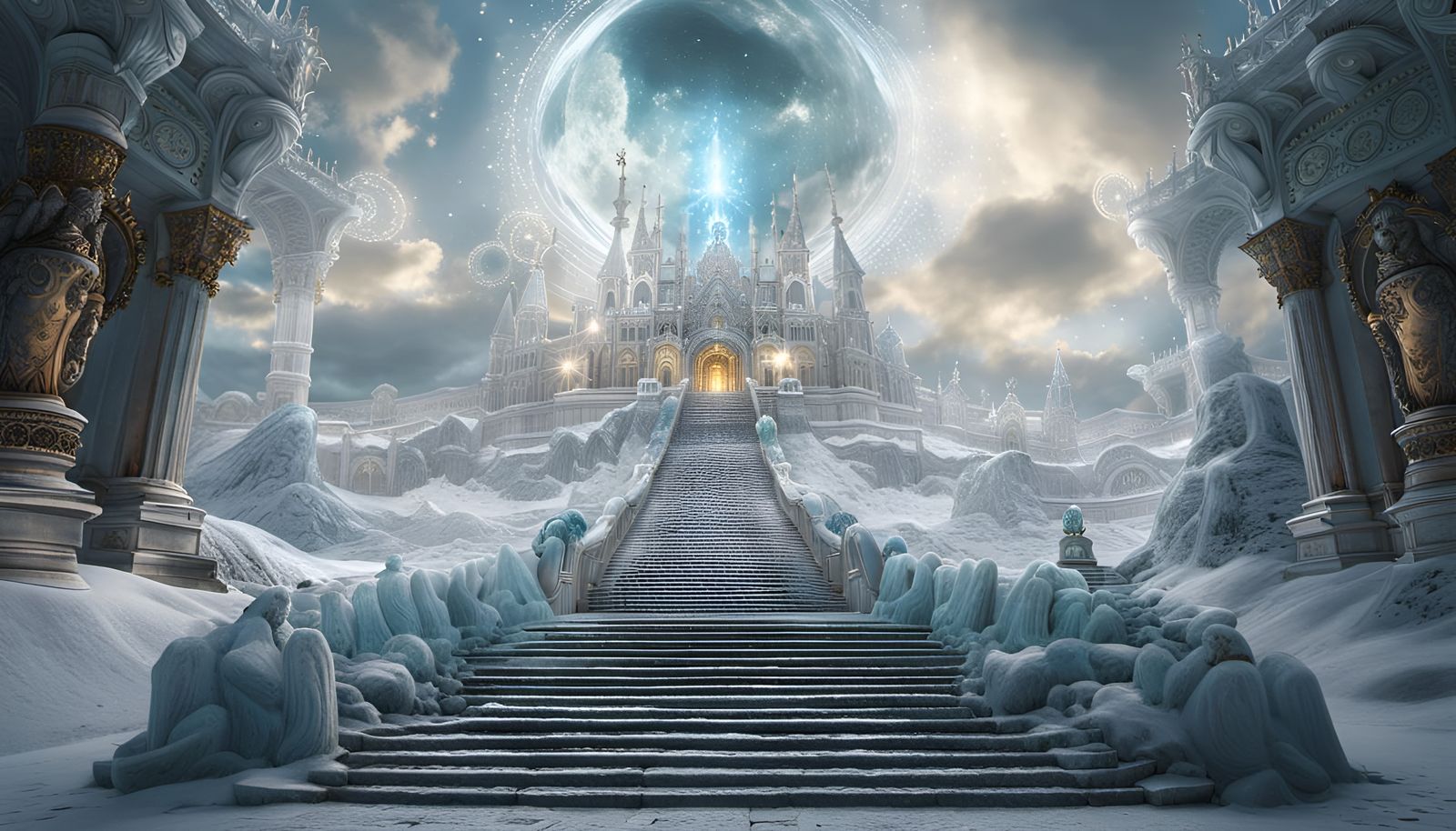 Glitch Art Crystal Staircase to Frozen Dimension