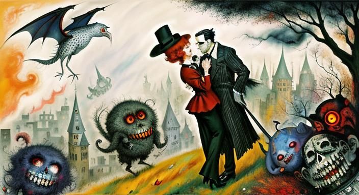 Vampires in Love: A Dark Fantasy Artwork