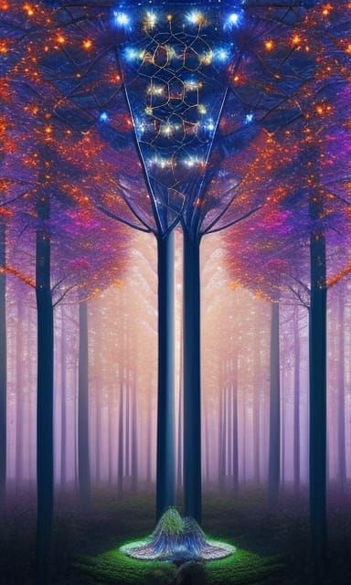 Tree-Human Hybrid Woman Generates Electricity in Forest