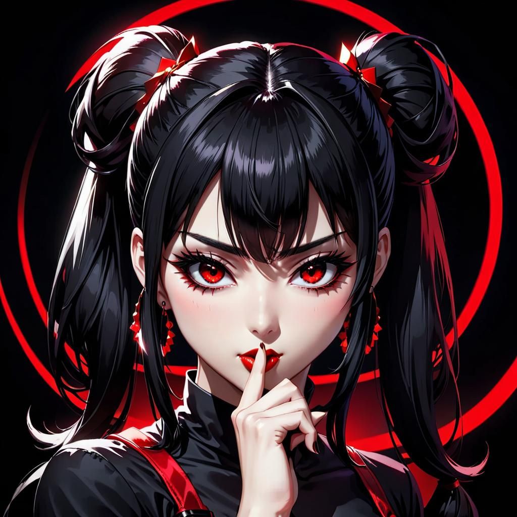 Intensely Macabre Anime Girl with Red Halo